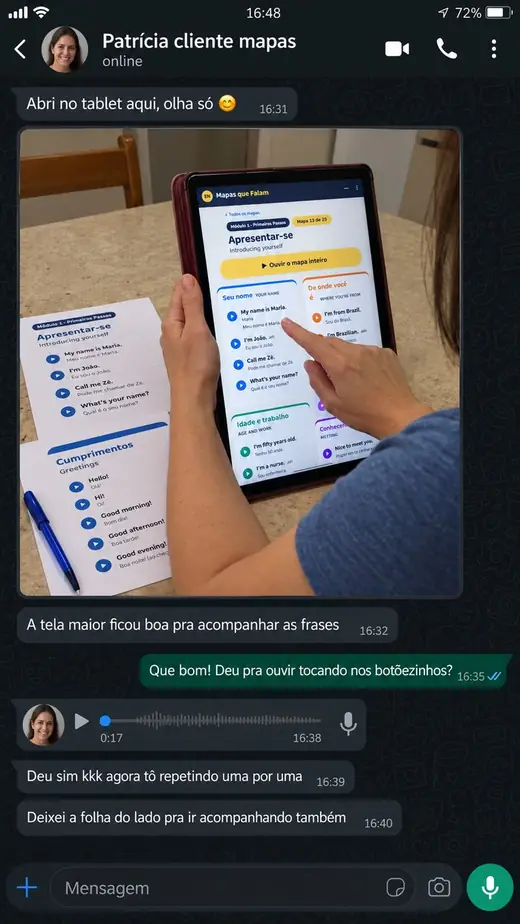 Mensagem de WhatsApp de Patrícia