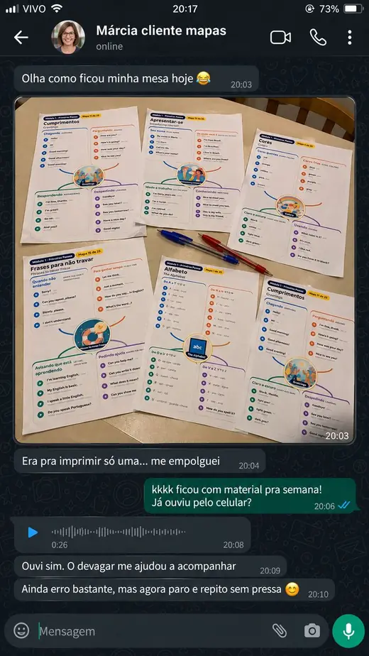 Mensagem de WhatsApp de Márcia